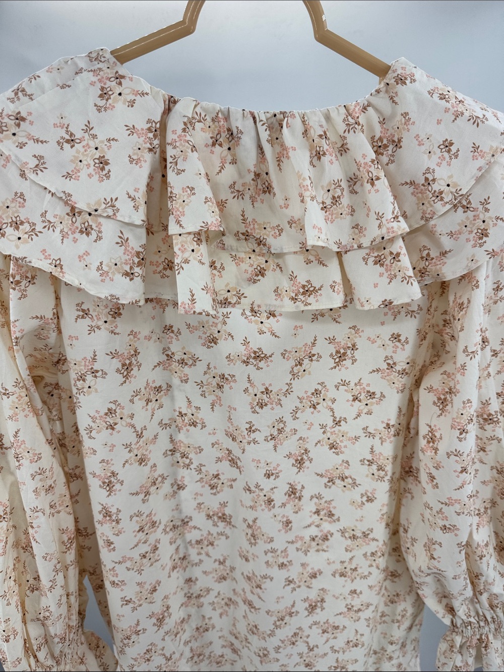 Who What Wear Cream Floral Ruffle Midi Dress cottage coquette M neutral boho - Picture 10 of 12
